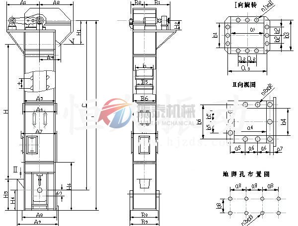 TD型斗式提升機(jī)外形示意圖